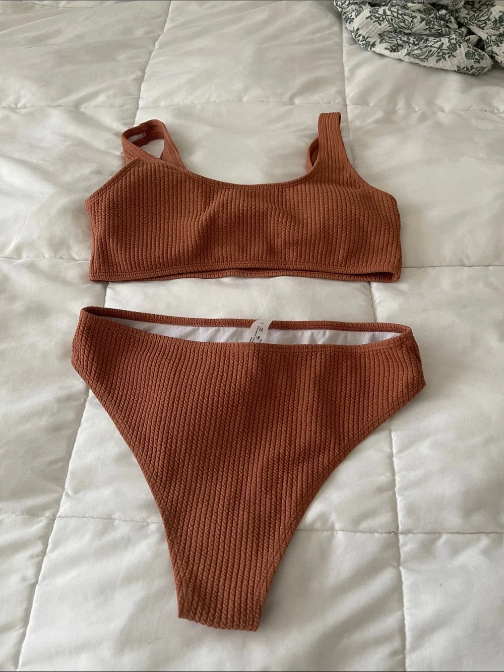 Textured Rust Brown Two-Piece Bikini Set